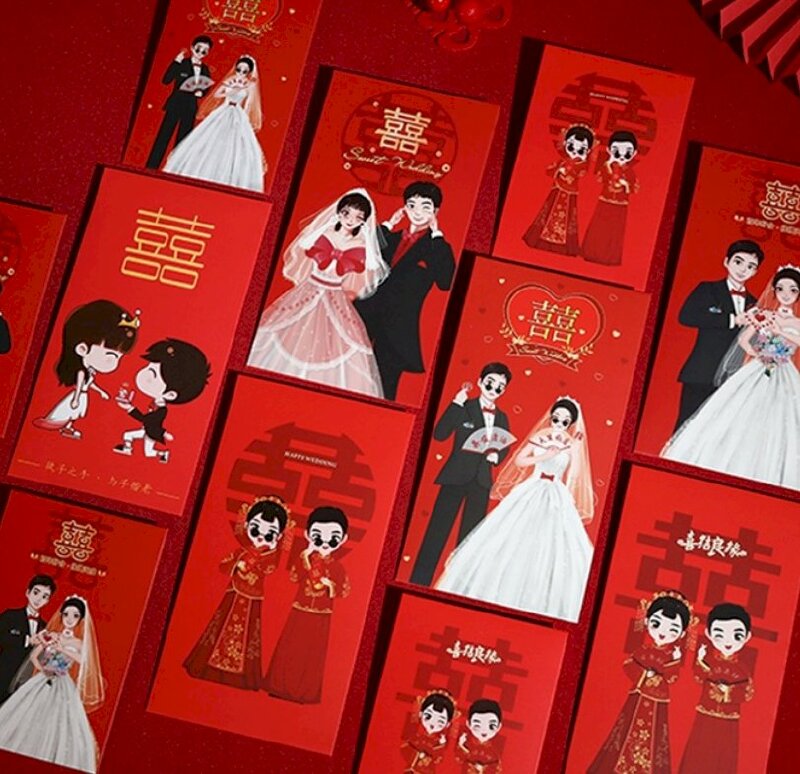 Mẫu bao lì xì cô dâu chú rễ, bao lì xì đám cưới