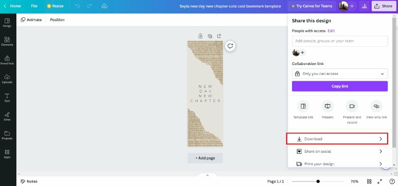 Chọn Share và Download như hình