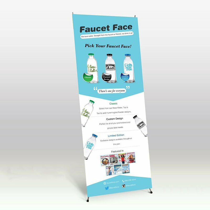 Thiết kế mẫu standee chữ X với sản phẩm nước khoáng