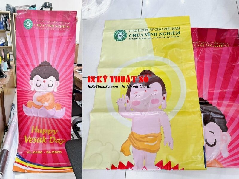 In cờ phướn cho chùa Vĩnh Nghiêm - In Kỹ Thuật Số Since 2006