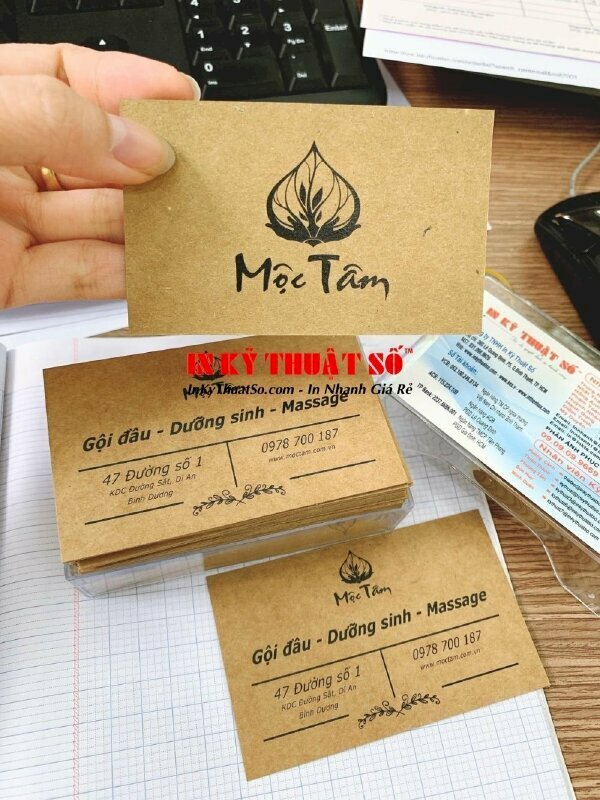 in danh thiếp giấy kraft