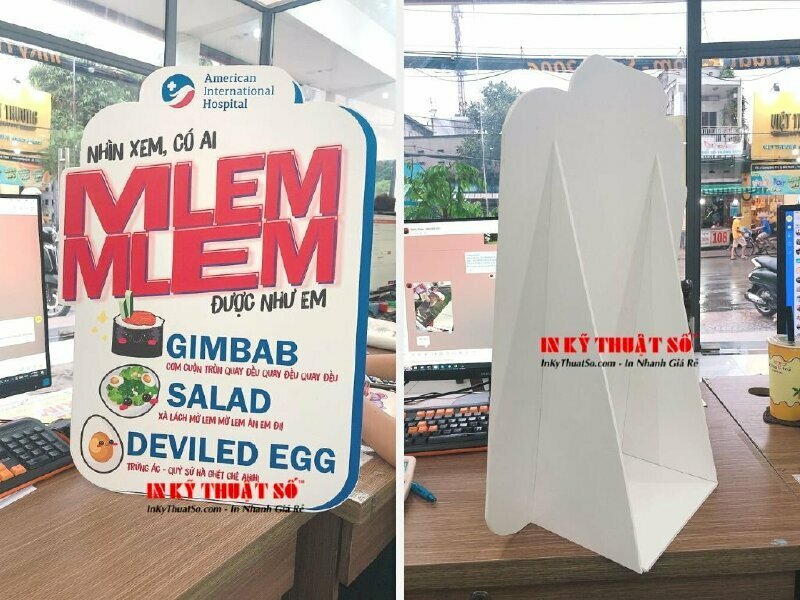 In standee menu để bàn căn tin