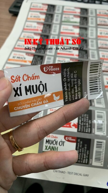 In tem dán chai đựng sốt chấm công ty thực phẩm