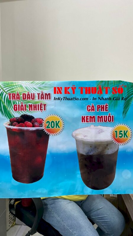 In menu ngoài trời quán nước, Hiflex 3.2dzem, dán 2 mặt, đóng khoen 4 góc - INKTS305