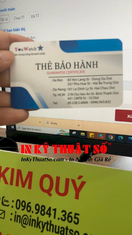 Thẻ bảo hành giấy bo tròn 4 góc - In Kỹ Thuật Số Since 2006