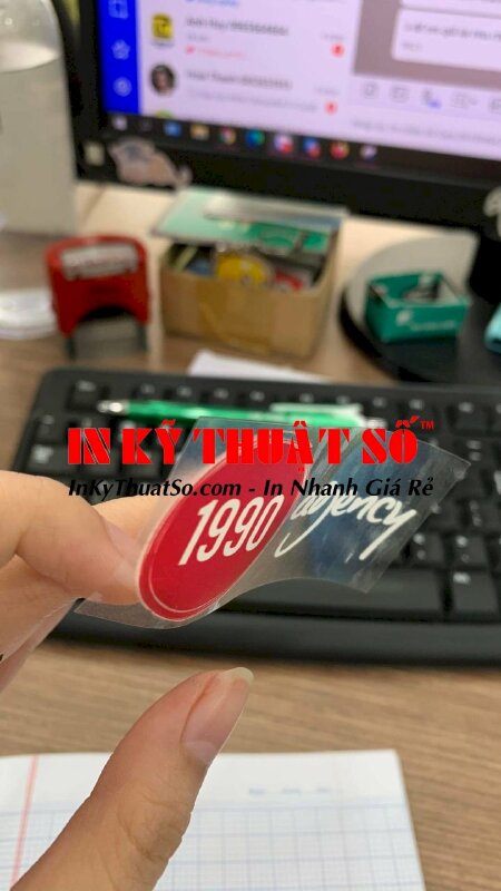 Mẫu in tem decal trong cho công ty agency