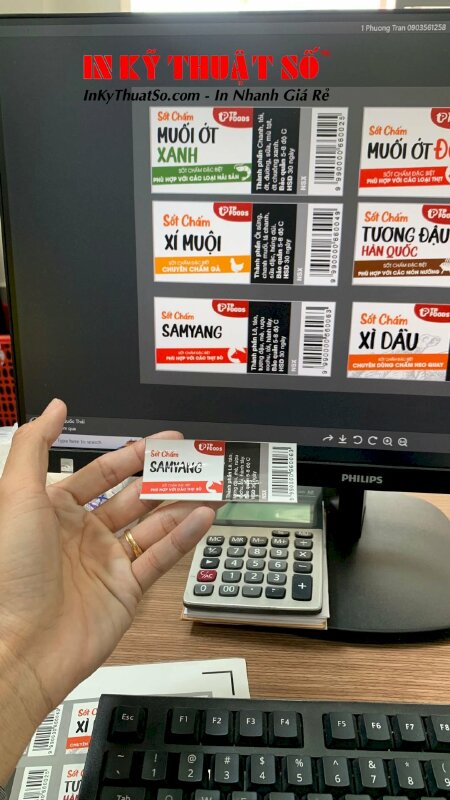 In tem dán chai đựng sốt chấm công ty thực phẩm