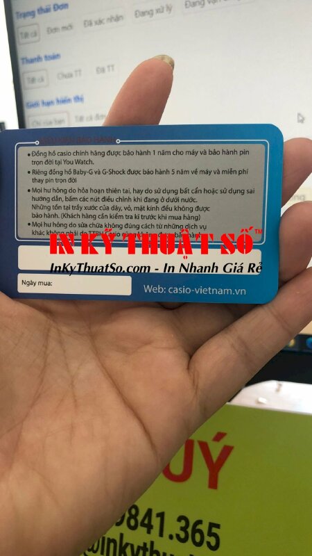 Thẻ bảo hành giấy bo tròn 4 góc - In Kỹ Thuật Số Since 2006