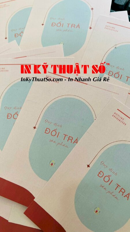 in card giấy giá rẻ - Card quy định đổi trả