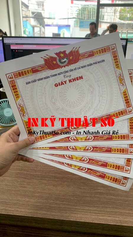 In giấy khen của Đoàn Thanh niên theo yêu cầu - INKTS353