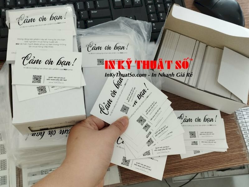 In thẻ cảm ơn, giấy C300gsm in 2 mặt, cán mờ, kích thước theo yêu cầu - INKTS325