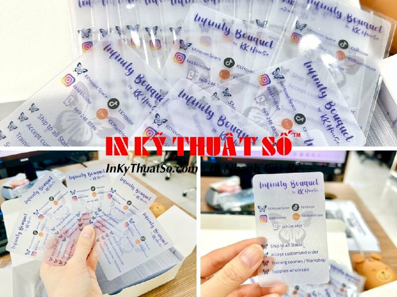 In Card nhựa trong suốt, 1 mặt, ép mờ, gửi đi nước ngoài - INKTS308