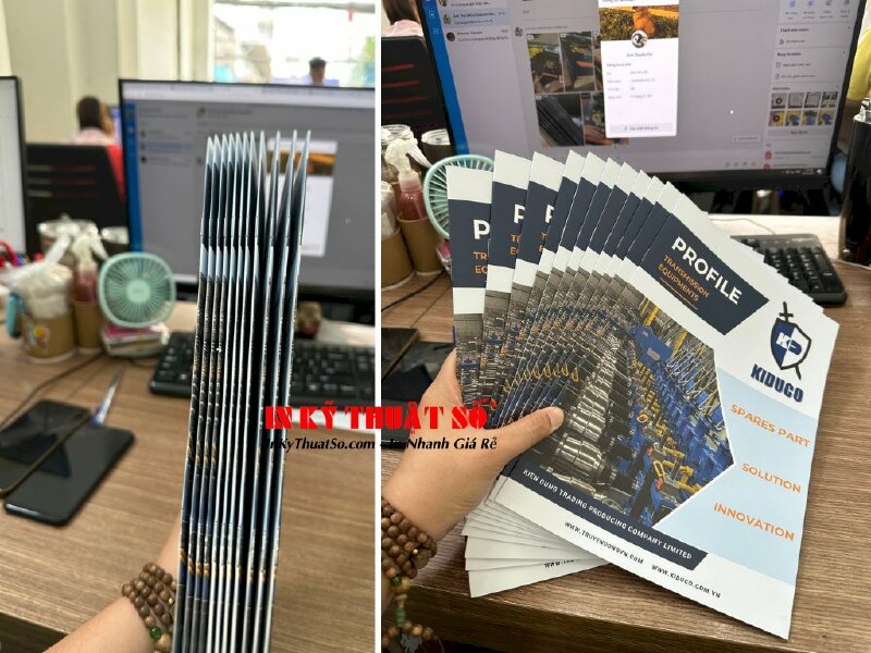 In catalogue khổ A4 2 mặt, bìa C300 cán mờ 1 mặt, ruột C150 không cán màn - INKTS309