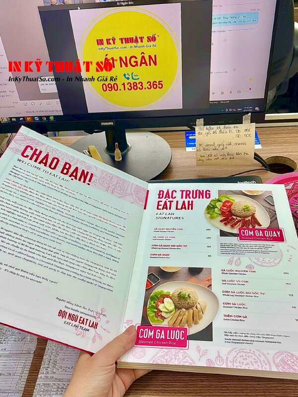 In menu quán ăn với màu sắc và hình ảnh sống động, sắc nét cùng độ bền cao