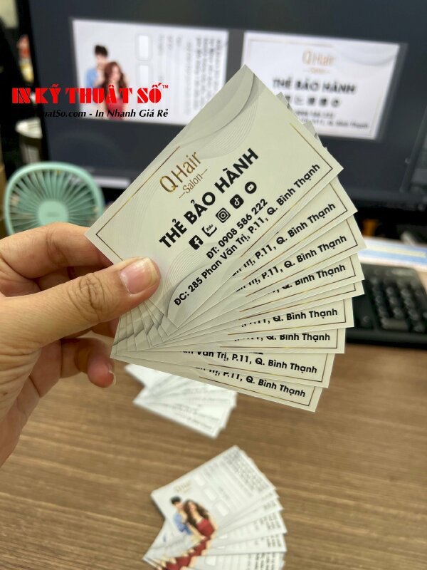 In phiếu bảo hành 2 mặt với chất liệu giấy C300gsm, kích thước theo yêu cầu tại In Kỹ Thuật Số  since 2006