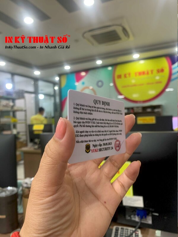 Mẫu thẻ giữ xe 2 mặt với đầy đủ thông tin in ấn theo yêu cầu khách hàng