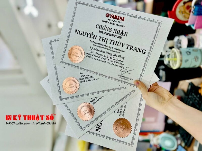 In giấy chứng nhận kỹ năng bán hàng của Yamaha Academy - INKTS422