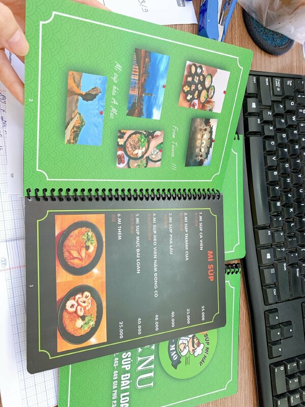 Menu nhựa quán mì súp Đài Loan, Amao mì bò Đài Loan - In ấn bởi In Kỹ Thuật Số since 2006