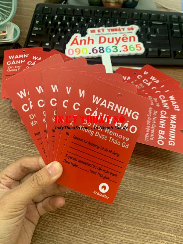 Mẫu thẻ cảnh báo Warning cấm vận hành - In ấn bởi In Kỹ Thuật Số since 2006