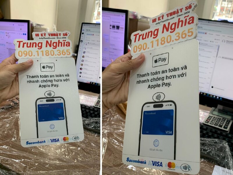 In bảng Mica để bàn thông báo chấp nhận thanh toán qua ví điện tử, cổng thanh toán online - INKTS522