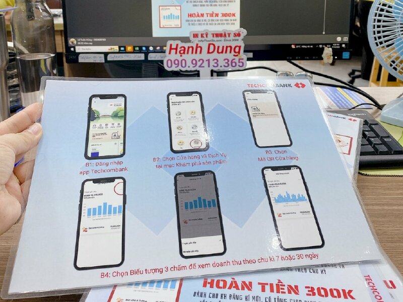 In giấy hướng dẫn sử dụng app ứng dụng kèm thông tin ưu đãi ngân hàng - INKTS547