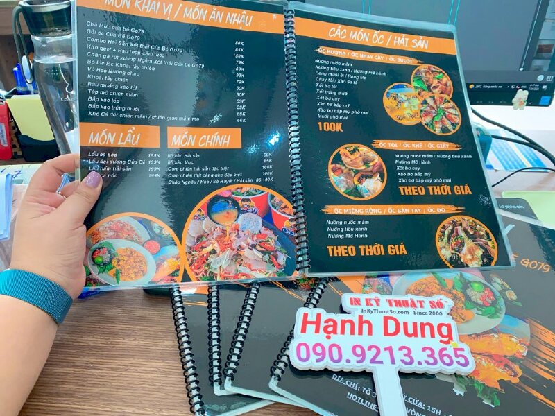 In menu quán ốc hải sản Nha Trang - gửi hàng từ TPHCM, menu gáy lò xo - INKTS538