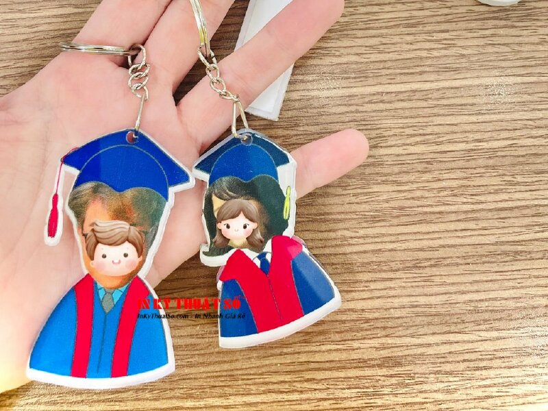 In móc khoác chibi ghép mặt cặp đôi, móc khóa mica couple - INKTS548