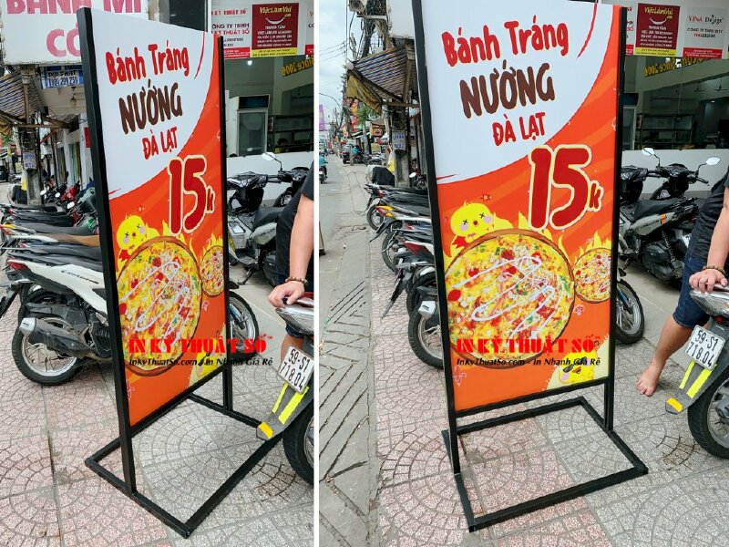 In standee sắt ngoài trời quán Bánh Tráng Nướng Đà Lạt - INKTS500