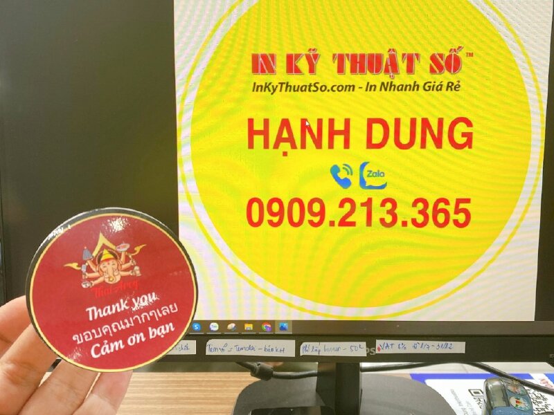 In sticker thank you, tem cảm ơn khách hàng nhà hàng Thái - INKTS622