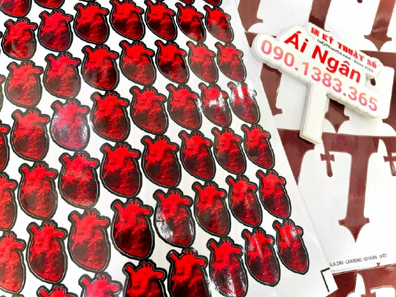 In stiker trái tim đỏ, in sticker decal - INKTS565