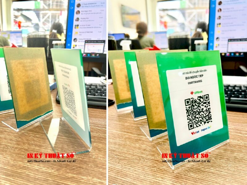 Đế mica quét mã QRcode, standee QR code thanh toán chuyển khoản - INKTS668