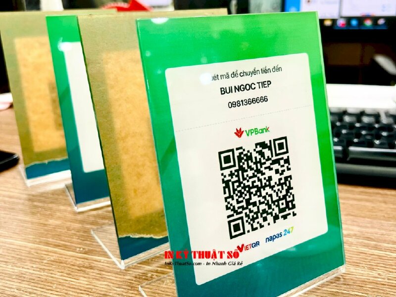 Đế mica quét mã QRcode, standee QR code thanh toán chuyển khoản - INKTS668