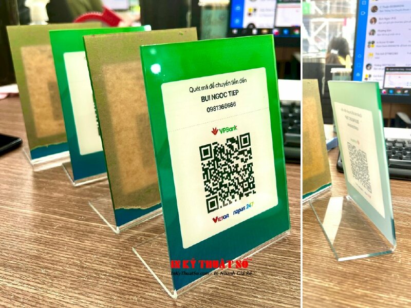 Đế mica quét mã QRcode, standee QR code thanh toán chuyển khoản - INKTS668