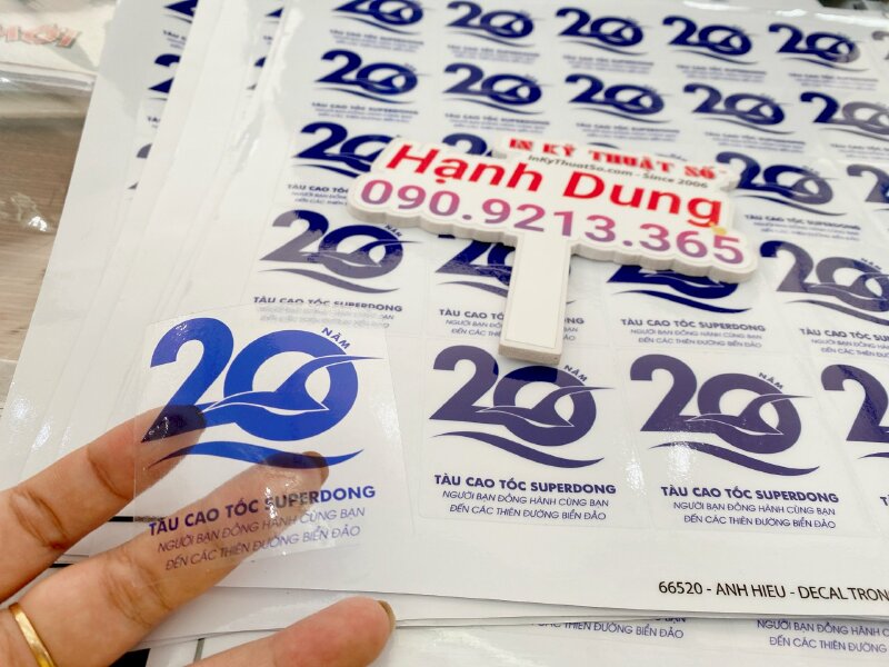 In logo decal trong, in logo kỷ niệm 20 năm thành lập công ty - INKTS702