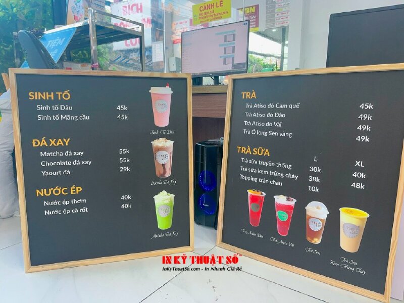 In menu treo tường, làm bảng menu treo tường quán coffee - INKTS695