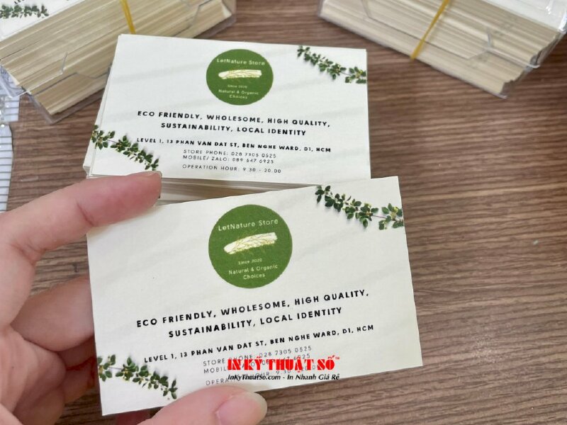 In name card giấy mỹ thuật Astropack cho shop sản phẩm thuần thiên nhiên - INKTS683