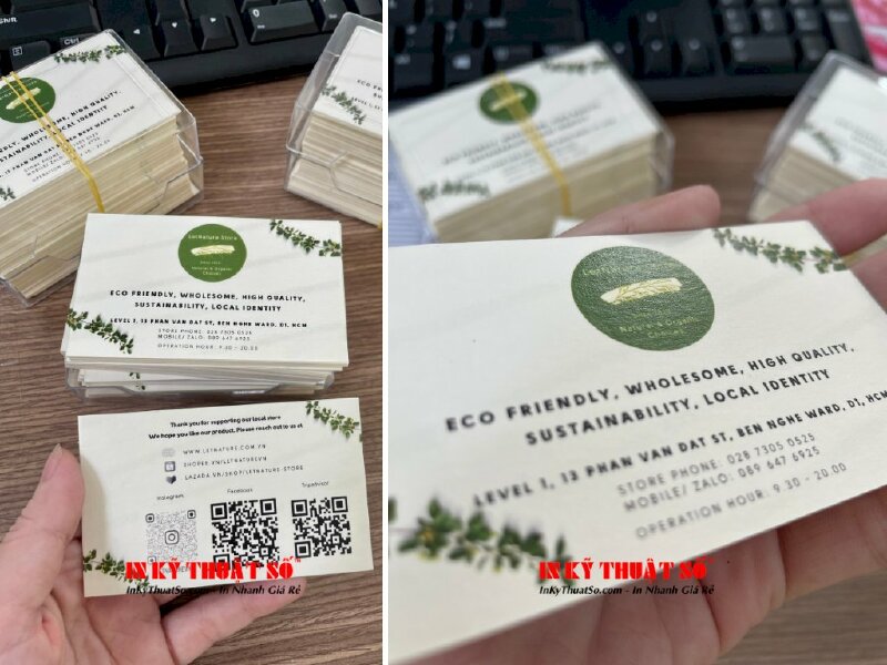 In name card giấy mỹ thuật Astropack cho shop sản phẩm thuần thiên nhiên - INKTS683