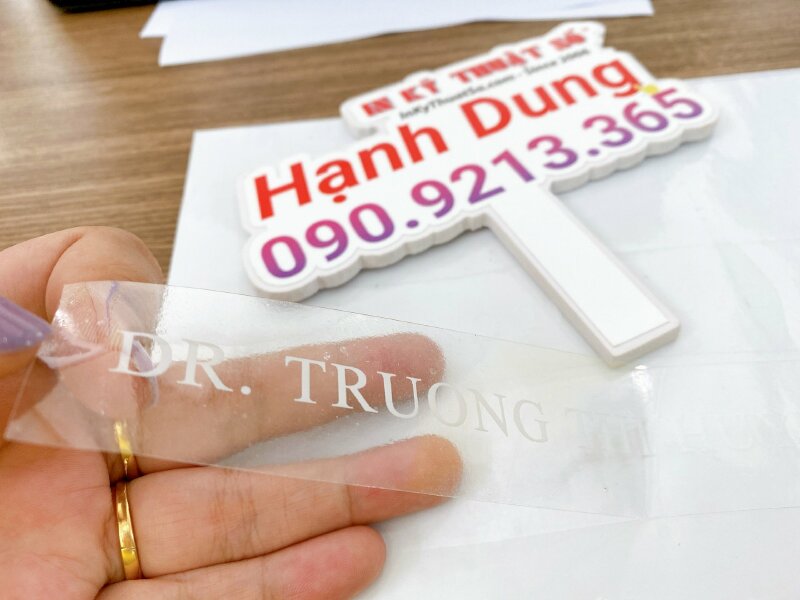 In sticker trong suốt Dr. tên bác sĩ, tiến sĩ - INKTS649