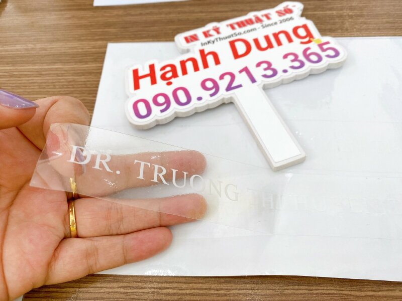 In sticker trong suốt Dr. tên bác sĩ, tiến sĩ - INKTS649