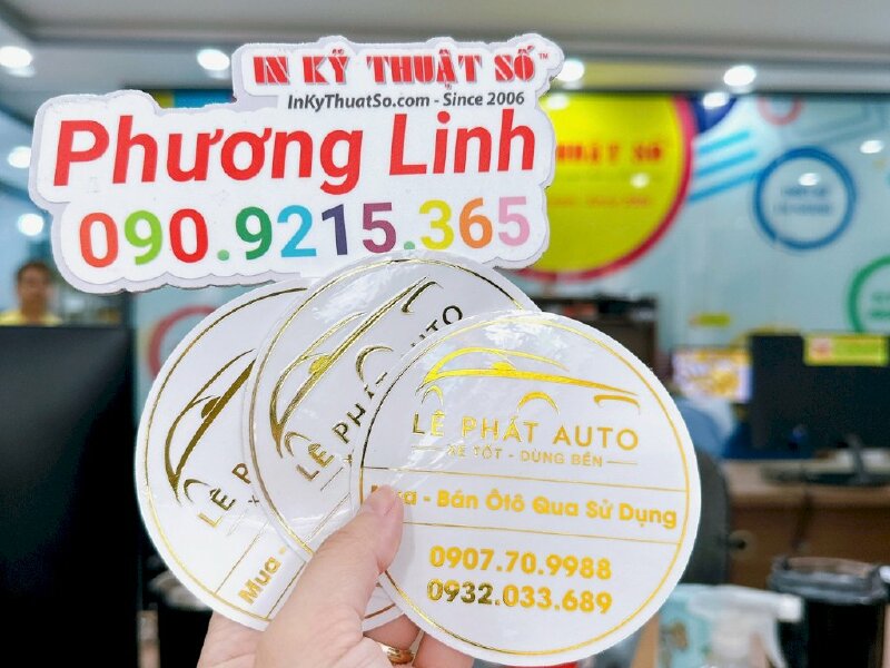 In tem decal ánh kim, tem decal nhũ vàng trong suốt dán ép gold - INKTS691