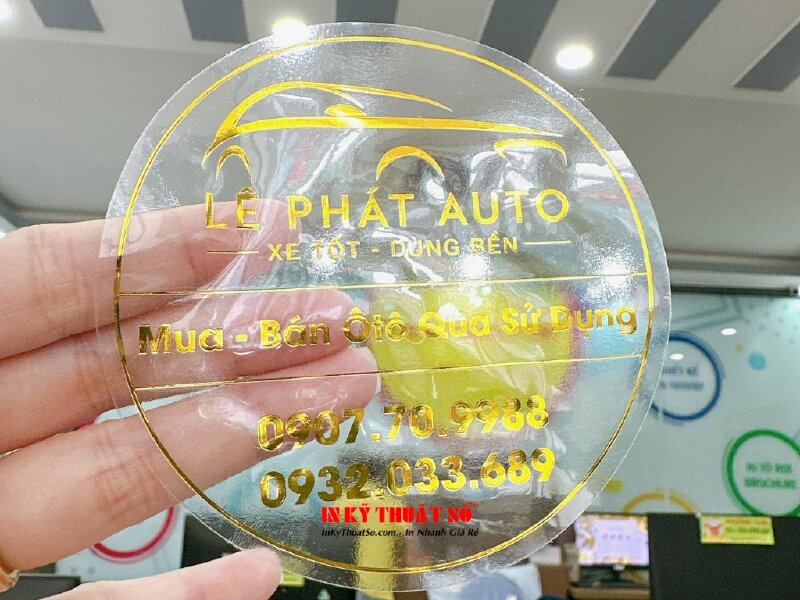 In tem decal ánh kim, tem decal nhũ vàng trong suốt dán ép gold - INKTS691