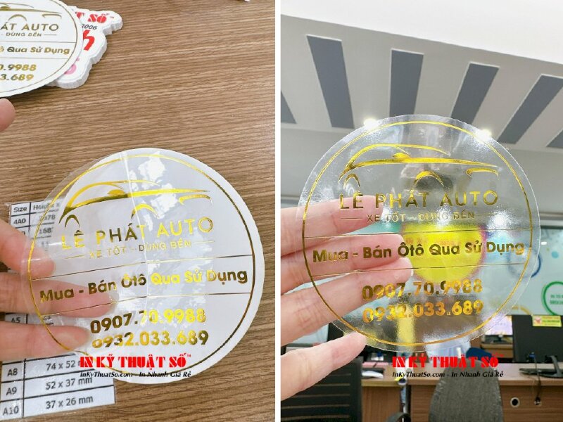 In tem decal ánh kim, tem decal nhũ vàng trong suốt dán ép gold - INKTS691