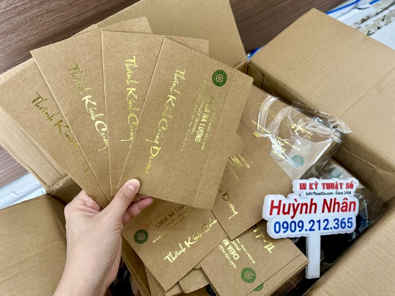 In phong bì cúng dường giấy Kraft cho chùa - INKTS736