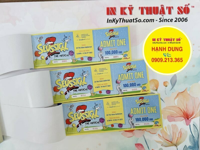 Mẫu vé mời sự kiện ca nhạc, nhạc kịch dành cho học sinh tại một trường Quốc tế