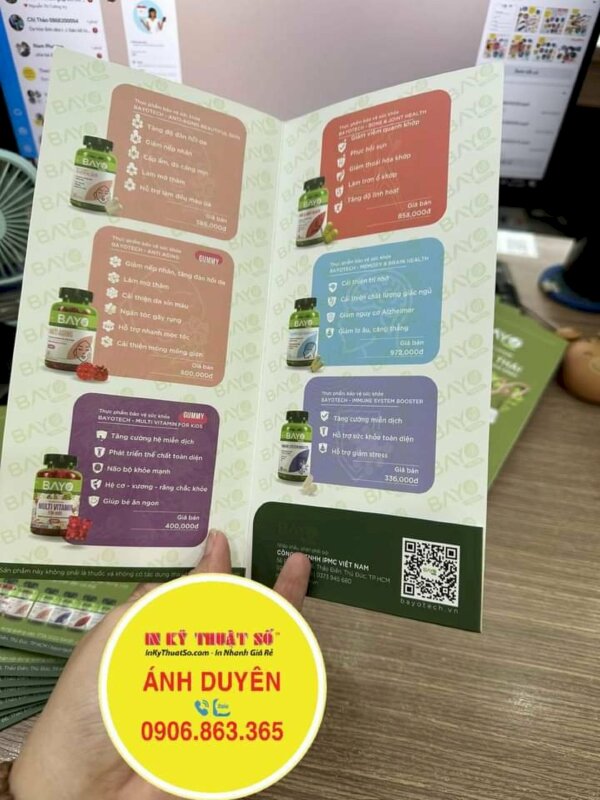 Thiết kế bố cục bên trong của folder (bìa sơ mi) được trình bày đầy đủ nội dung, màu sắc nổi bật