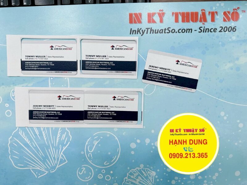 In danh thiếp giấy mỹ thuật Astropack, làm khuôn bo góc riêng theo yêu cầu, card visit Sales Representative Đại diện kinh doanh, hàng gửi đi Mỹ từ TPHCM - INKTS883