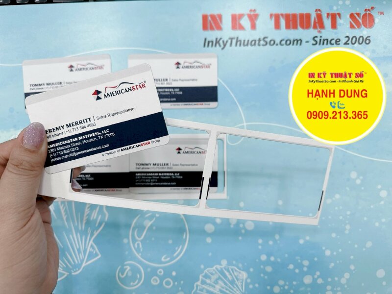 In danh thiếp giấy mỹ thuật Astropack, làm khuôn bo góc riêng theo yêu cầu, card visit Sales Representative Đại diện kinh doanh, hàng gửi đi Mỹ từ TPHCM - INKTS883