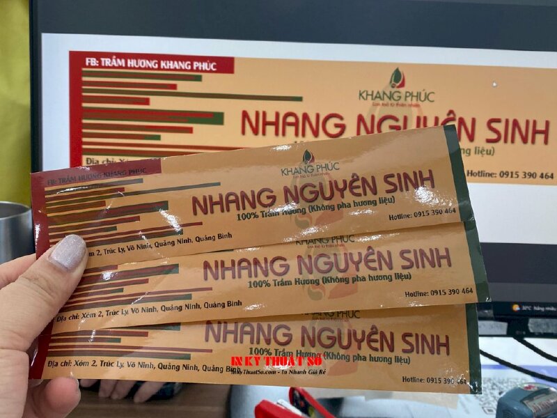 In tem dán hộp nhựa tròn trong, tem decal giấy dán nhãn hộp nhang trầm hương cao cấp - INKTS900