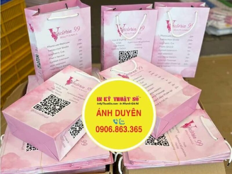 In túi giấy tiệm Beauty & Nails bằng tiếng Anh, hàng gửi đi Sydney Úc từ TPHCM - INKTS923