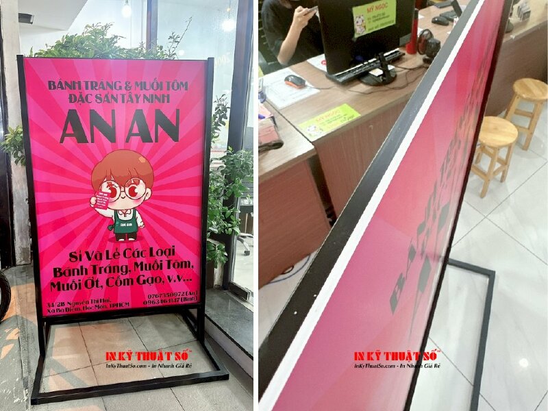 Làm chân standee sắt bảng hiệu ngoài trời cửa hàng đặc sản Tây Ninh - INKTS896